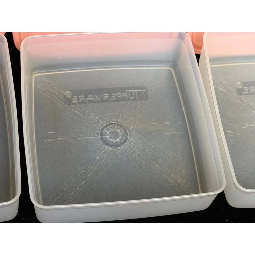 Vintage Tupperware Sandwich Keeper: Set 3 Pink Lids, Square Food Storage 670-31